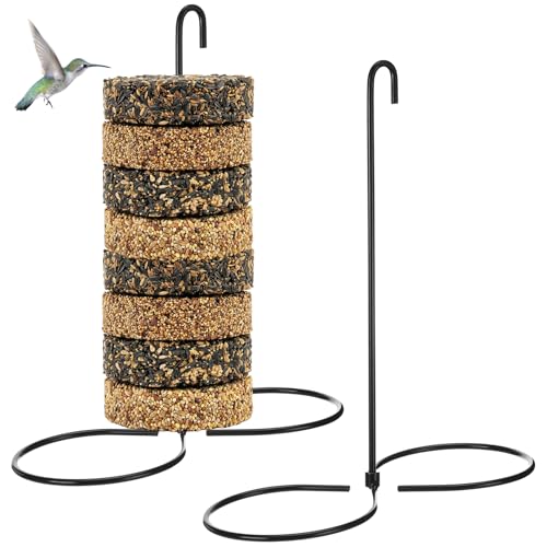 LemonRoad 2 Pcs Cylinder Bird Feeder Holder Outdoors Hanging Seed Holder for Large Small Cylinders Suet Cakes for Backyard Wild Birds Garden Yard Decoration Birdwatching Enthusiasts Gardeners Gift