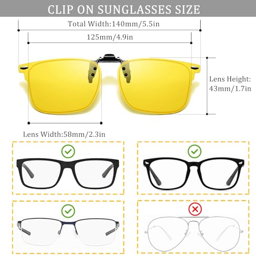 Image of Polarized Clip on Sunglasses over Prescription Glasses Unisex Anti Glare Flip up Design