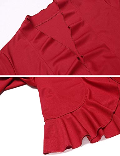 Image of Women's Open Front Cropped Cardigan 3 /4 Sleeve Casual Shrugs Jacket Draped Ruffles Bolero Cardigan