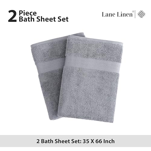 Image of LANE LINEN 100% Long Staple Cotton Bath Sheets Set of 2 (35 inchx66 inch) - OEKO-TEX Certified, Soft, Fade Resistant & Highly Absorbent Extra Large Bath Sheet Towels - Oversized Thick Bath Towels - Space Grey