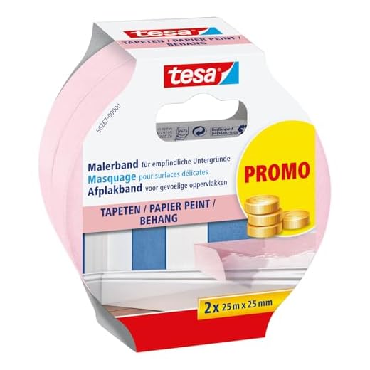 tesa maskeringstejp SENSITIVE - Tunn maskeringstejp för exakt maskering - lämplig för känsliga ytor - 2x 25 m x 25 mm