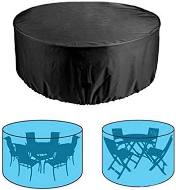 UCARE Garden Round Furniture Cover Outdoor Waterproof Large Round Table Cover Balcony Courtyard Oxford Round Table and Chair Cover Black (72.8 * 43.3in)
