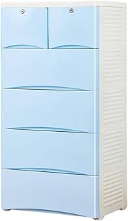 Cajonera de plástico para niños, con 4 capas, color azul cielo