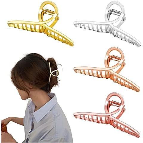 WTpin 4 Piezas Pinzas Pelo de Metal Grande Antideslizante Cover