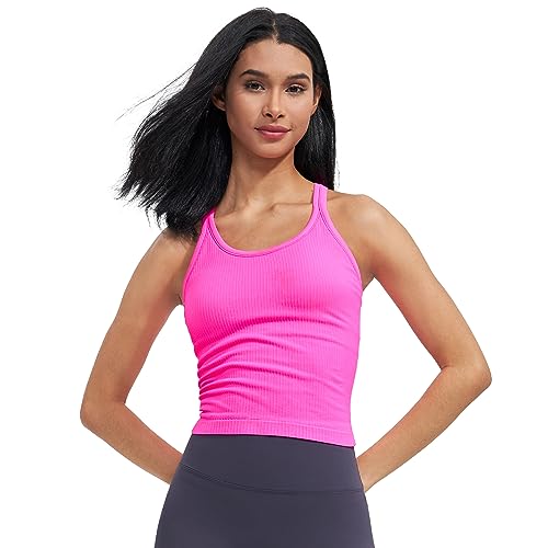 Image of sphinx cat Womens Ribbed Workout Crop Tops with Built in Bra Yoga Racerback Tank Top Slim Fit