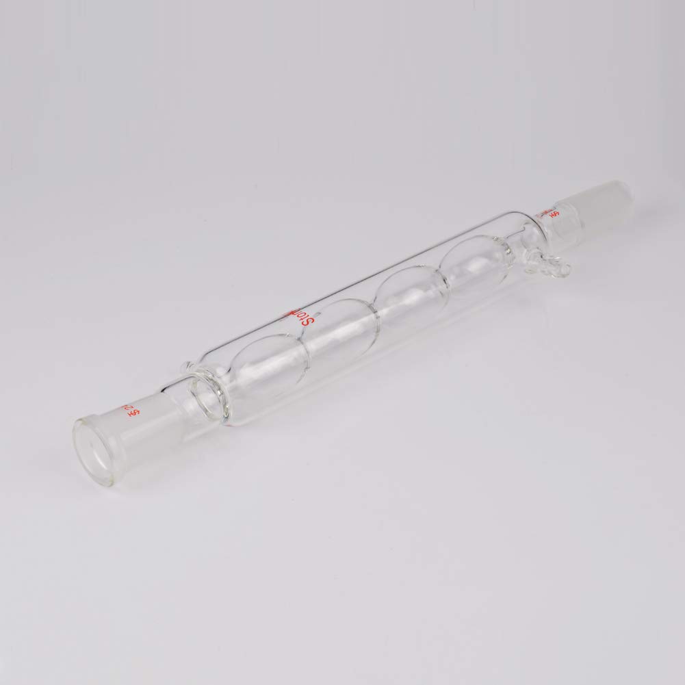 Condensatore Allihn in vetro borosilicato StonyLab con condensatore in vetro da laboratorio lunghezza 200 mm, lunghezza 24/40-200mm