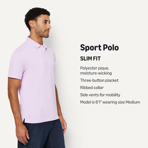 Image of Amazon Essentials Men's Moisture Wicking Golf Polo Shirt, Short Sleeve, Slim-Fit, Quick-Dry, Active Wear