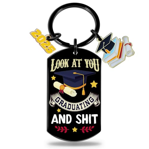 OEHEDOU Cool Graduation Gifts For Him Men Boys Funny Class Of 2025 Keychain For Him Senior...