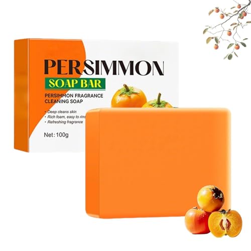Jabón de caqui, jabón de caqui para personas mayores, jabones naturales hechos a mano para una mejor piel, cómodo e hidratante, para todos los tipos de piel,1pc
