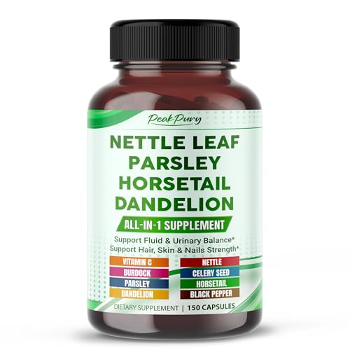 PEAKPURY Premium All-in-1 Nettle Leaf Parsley Horsetail & Dandelion Supports Urinary Balance & Hair Skin Nail Strength 150 Capsules