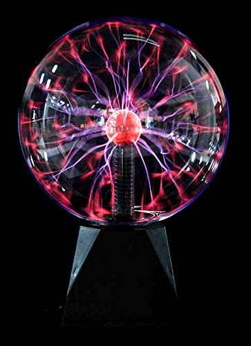 PowerTRC Plasma Ball, 8 inch Plasma Night Lamp, Batter Powered Respond to Touch & Sound Plasma Globe, PartyScience Props, Home Bedroom Decoration