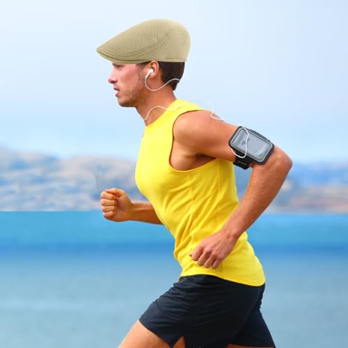 Image of meioro Men's Mesh Flat Cap Summer Breathable Newsboy Hats Beret Ivy Cap Gatsby Irish Cabbie Driving Hat Full Head Wrap