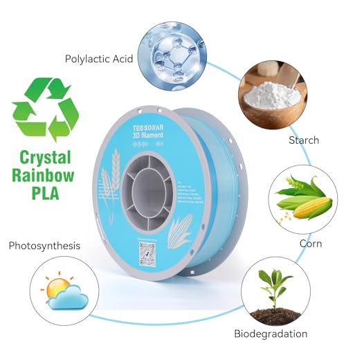 Image of Crystal Rainbow PLA 3D Printer Filament Bundle, 4 Rolls,1KG Spool(2.2lbs) 1.75mm Gradient Filament for Most FDM 3D Printers,4 Different Crystal Rainbow Colors