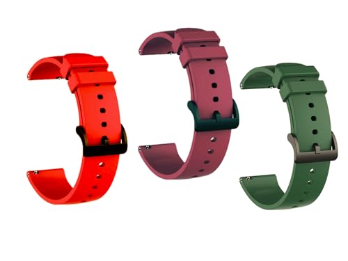 Image of IIK COLLECTION 22mm Silicone Strap for Smart Watches | Combo Pack Compatible With Noise, Fireboltt, Boat Xtend, Pebble, Boat Flash, Noise Color Fit, Ultra Smart Watch & All Watches