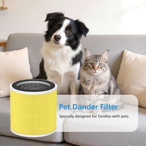 Image of 2 Pack PX500 Pet Care Replacement Filter Compatible with Purivortex PX500 Air Purifier, 3-in-1 HEPA Filter for Home Large Room, Yellow