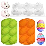 3PCS Easter Egg Molds and Rabbit Bunny Baking Silicone Molds DIY Chocolate Cake for Easter Handmade Soap Pastry Cake Dessert Decoration