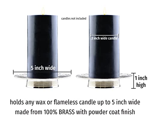 Silver Pillar Candle Holder - Hand Made Brass Candle Holders For Pillar Candles In Home, Living Room Or Table Centrepiece, Set Of 2 Candle Stand For Home Decor, 3 Wick Candle Holder And Candle Tray #TOP1