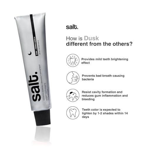 Image of Salt. Oral Care Premium Toothpaste Combo 100g Each - Pack of 5 for Adults - Whitening, Sensitivity & Charcoal | Nano Hydroxyapatite | Fluoride Free | Complete Morning & Night Oral Care
