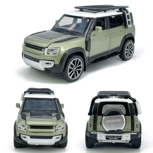 Image of 1:32 Compatible for Land Rover Defender 110 Diecast SUV | Metal Pull Back Toy Car with Sound, Light & Openable Doors | Alloy Model Car for Kids, Boys, Girls & Collectors (Green)