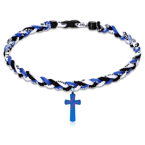 Glenmal 2 Rope Baseball Cross Necklace, Titanium, 20