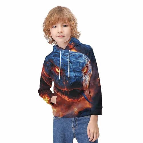 Sweat à capuche serpent 3D : le pull-over résistant pour ado de 11 à 13 ans