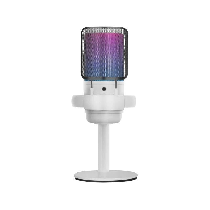 Glowster Microfono professionale ADC 196kHz 24 bit in colore bianco, ideale per registrazioni trasmissioni.
