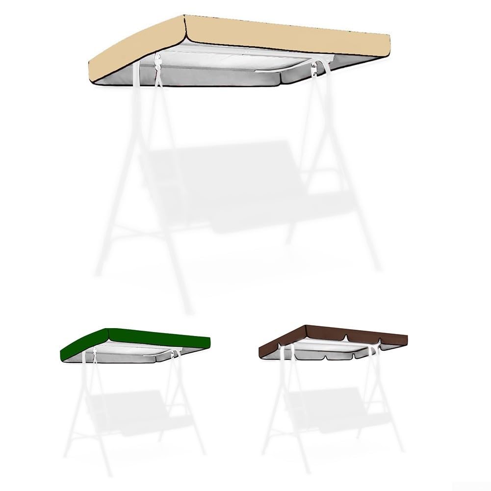 Elegante tettoia per dondolo a 3 posti, in tessuto Oxford impermeabile, ricambio per altalene da giardino, 195 x 125 cm, beige