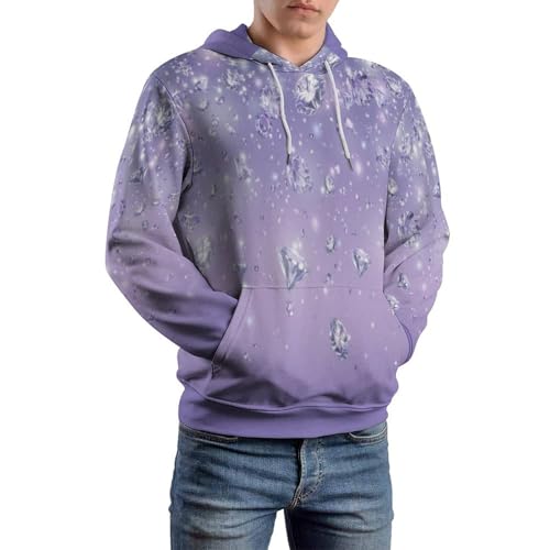 Sweat à capuche homme violet imprimé diamants ciel étoilé décontracté