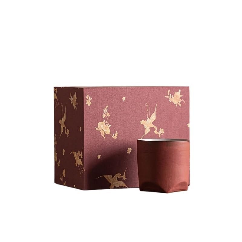 TEESONG Tazze da Viaggio Tazza da tè in ceramica rossa Set cinese retrò fatto a mano in gres, tazza ospite, singola