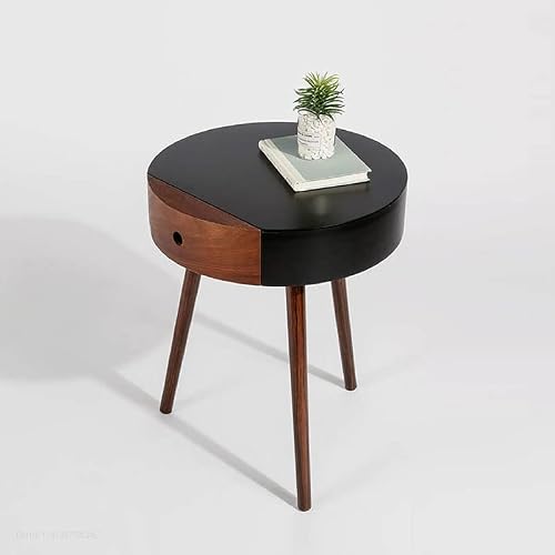 Zyzmh Small Nightstand Walnut Storage Drawer Corner Table Bedside Sofa Black Gray Side Table End Table #TOP19