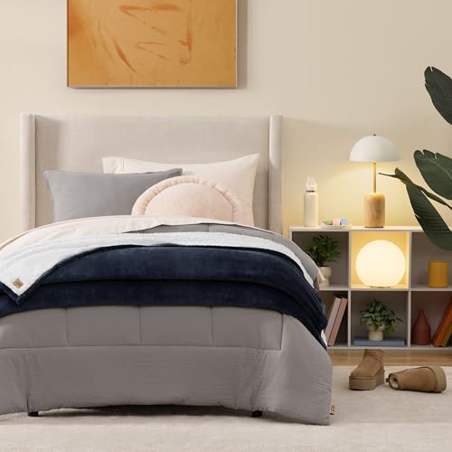 UGG Nita Twin Blanket, Reversible Plush Fleece, 66" x 90", Blue - image 5