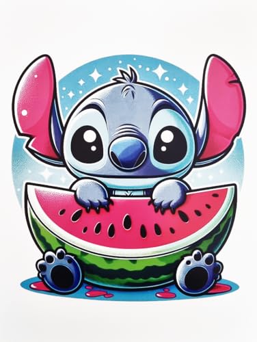 Disney Poster mural décoratif série dessin animé Stitch pastèque imprimé sur papier couché 40 x 30 cm sans cadre