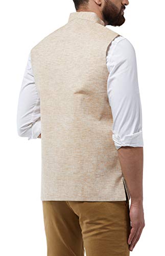 Image of Sojanya (Since 1958 Men'S Cotton Linen Blend Nehru Jacket