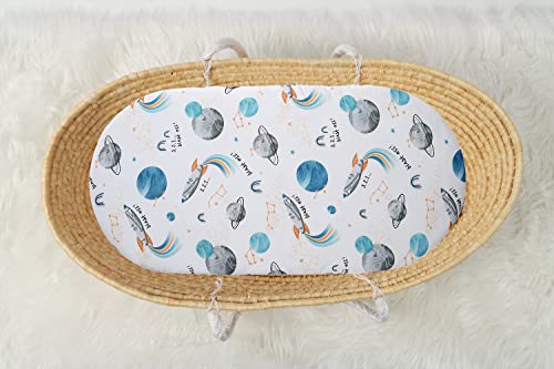 Image of Bassinet Sheets 4 Pack Compatible with Chicco LullaGo Nest Portable Bassinet, Close to You 3-in-1 and Next2Me Bedside Bassinet,Stretchy Ultra Soft Sun /Forest Deer /Space /Dinosaur
