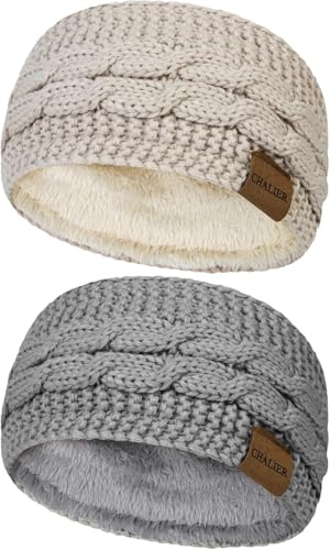 2 Pcs Fascia Capelli Invernale Donna All'uncinetto Caldo Inverno Fasce in Maglia per Capelli Donne Cerchietto Ragazze Turbante Lavoro Lo Shopping Sci Corsa