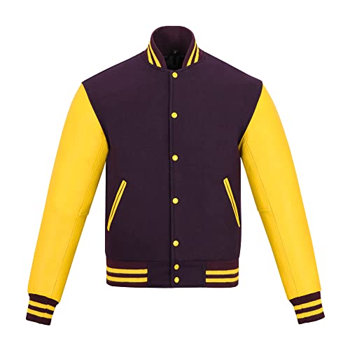 Image of Varsity Jacket Baseball Letterman Jacket- Wool and Leather Premium Quality Unisex Basketball Jacket