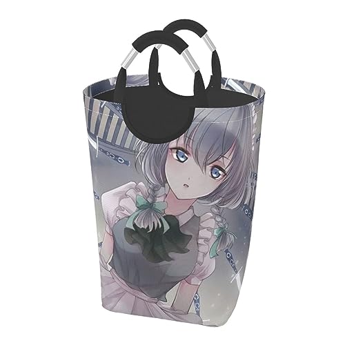東方十六夜 咲夜(いざよい さくや) ランドリーバスケット ランドリーバッグ ランドリー収納 防水 取っ手付き 収納バスケット 折り畳み 大容量 衣類収納バッグ 省スペース 蓋なしかご