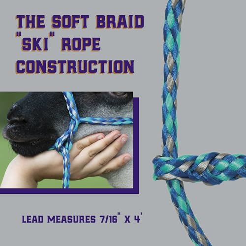 Weaver Livestock Poly Rope Sheep Halter, Modern Style Braid Sheep and Goat Rope Halter, Adjustable Lamb Halter Lead, Livestock Sheep Showing Supplies - Thumbnail 3