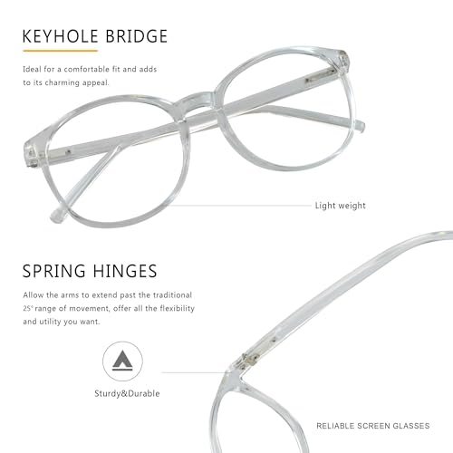 Image of Vintage Round Progressive Multifocal Presbyopic Glasses, Blue Light Blocking Glasses for Men Women Readers (Transparent,+0.00 /+2.25 Magnification)