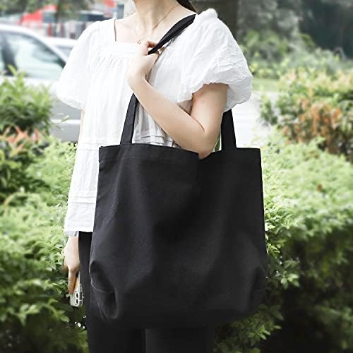 Etercycle Women's Canvas Tote Bag, Casual Shoulder Bags Big Capacity Hobo Bags with Interior Pocket for School Shopping Work Travel (Black)