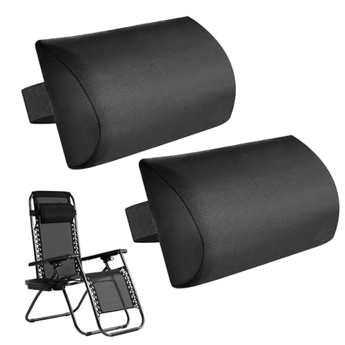 Hearda Outdoor Pillow Waterproof for Chaise, 2 Pack Sun Lounger Chair Head Resting Cushion with Adjustable Elastic for Garden Furniture Decor (36 * 17 * 6cm,Black) — image 1