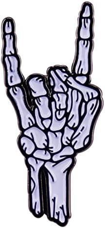 Rock Skull Enamel Pin Skull's Hand Brooch Lapel Pin Metal Enamel Horror Brooch Pin Halloween Accessory for Backpack Clothes Hat Decoration Badges for Women Men Girls Kids Gift Halloween