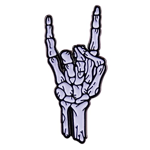 Rock Skull Enamel Pin Skull's Hand Brooch Lapel Pin Metal Enamel Horror Brooch Pin Halloween Accessory for Backpack Clothes Hat Decoration Badges for Women Men Girls Kids Gift Halloween