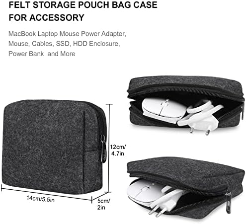 13-13.3 Laptop Sleeve Bag, Felt Laptop Sleeve with Extra Small Storage Pouch Bag Ultra Light Slim Notebook Felt Bag Computer Case Cover Briefcase - Dark Grey