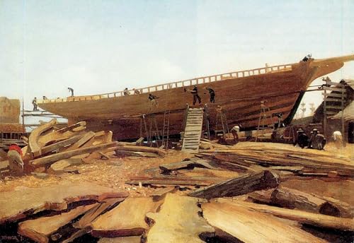 Lienzo Construcción naval Gloucester Winslow Homer Cuadro Pintura Murales para Paredes Vacías 60x90
