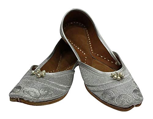 Stop N Style Silver Handmade Indian Shoes Traditional Shoes Rajasthani Jutti Khussa Online Ethnic Jutti (9) #TOP1