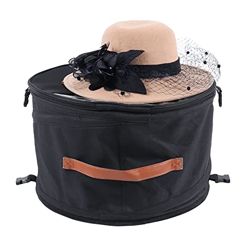 Round Hat Storage Box For Women & Men Large Pop Up Hat Box Organizer With Lid For Travel Stuffed Toy Storage Organizer Black #TOP6