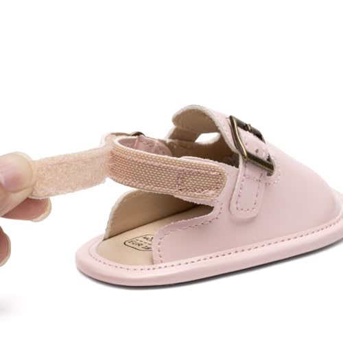 Image of KIDSUN Baby Boys Girls Sandals Adjustable Lightweight House Home Slippers Non Slip Newborn Prewalk First Walk Shoes