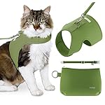 Cat Harness, Collar & Leash Set - Escape Proof Adjustable Choke Free Velcro Harness Vest for Walking Cats & Kittens (Matcha Green, Small)