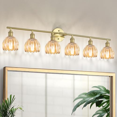 Kvhiiw Vintage Bathroom Light fixtures Gold Vanity Lights ETL Certified